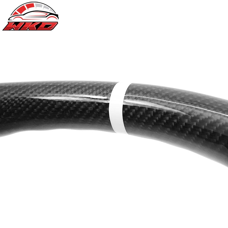 Fits 17-25 Tesla Model 3 & Y Steering Wheel Carbon Fiber Leather W/ White Stitch