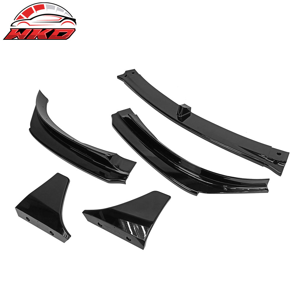 Fits 17-23 Tesla Model 3 V Style 5PCS Front Bumper Lip PP #PBSB Eclipse Black