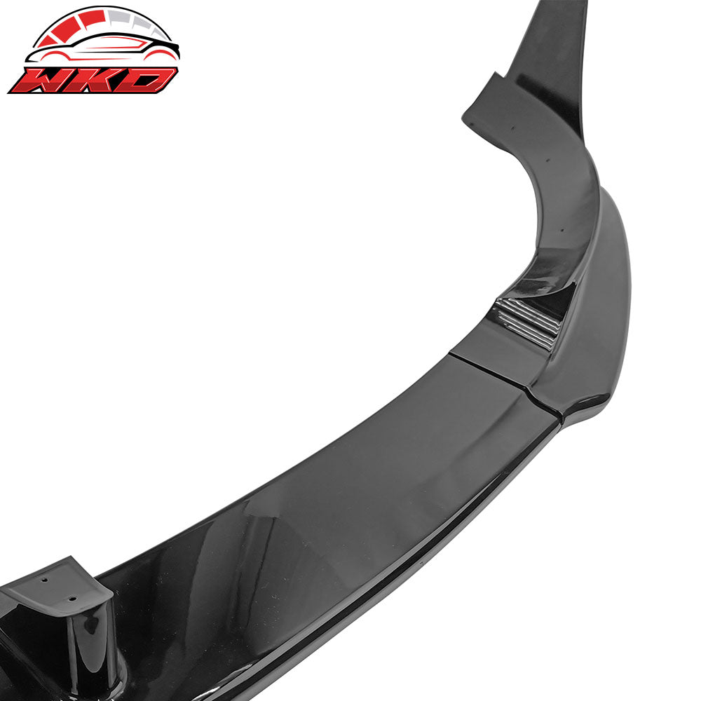 Fits 17-23 Tesla Model 3 V Style 5PCS Front Bumper Lip PP #PBSB Eclipse Black