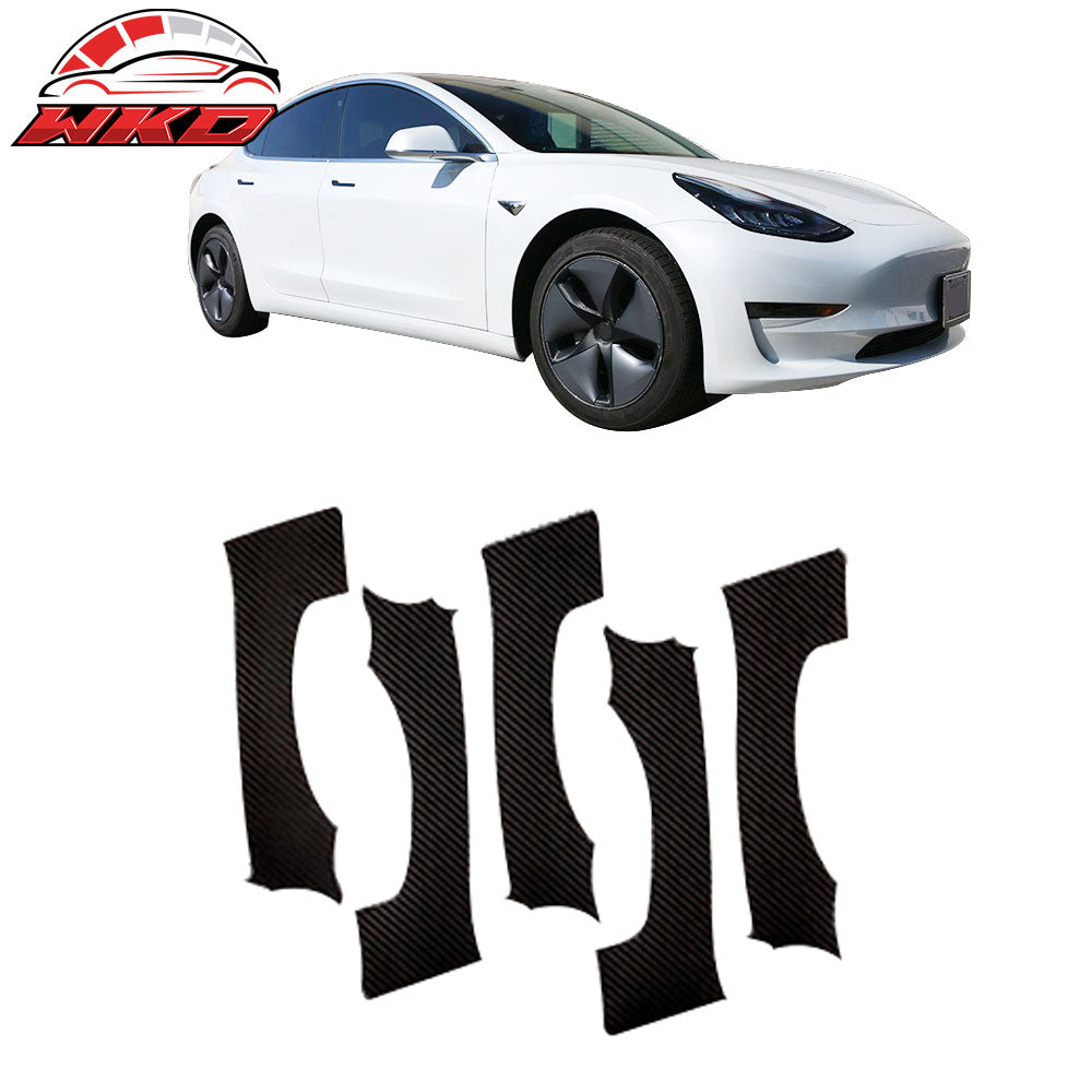 Fits 17-23 Tesla Model 3 Aero Wheel Wrap Kit All 4 Wheels - Carbon Fiber