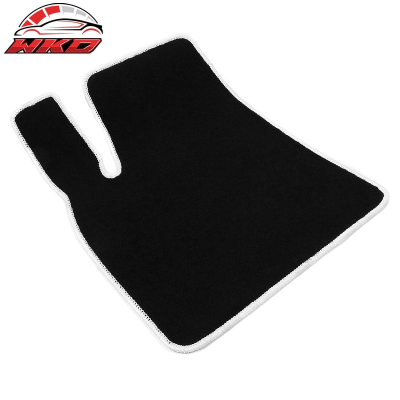 For 12-20 Tesla Model S Floor Mats Carpet Front Rear Nylon Black W/ White Border