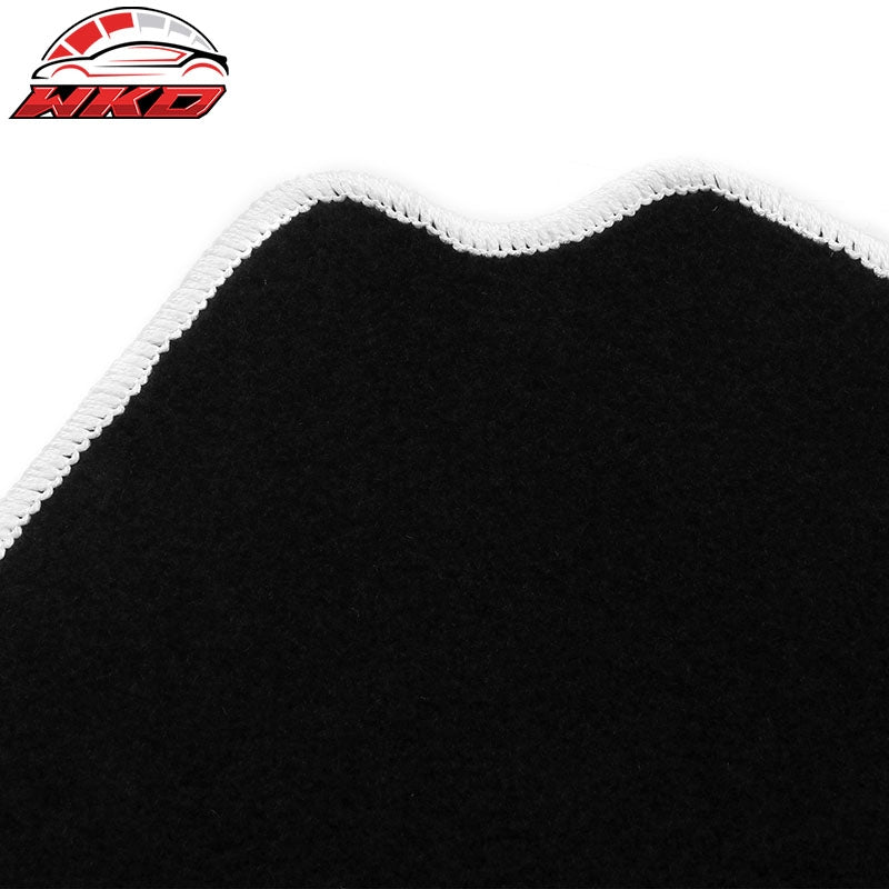 For 12-20 Tesla Model S Floor Mats Carpet Front Rear Nylon Black W/ White Border