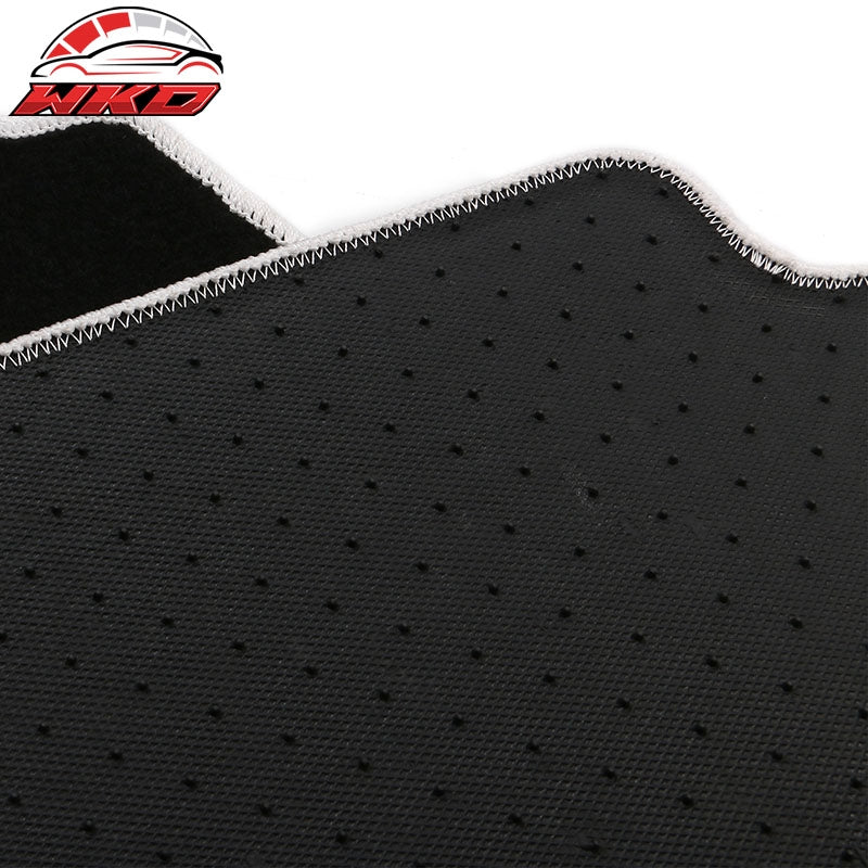 For 12-20 Tesla Model S Floor Mats Carpet Front Rear Nylon Black W/ White Border