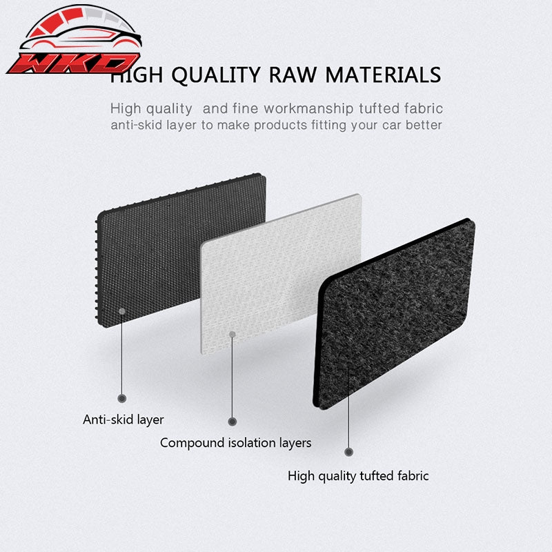 Fits 12-20 Tesla Model S Black Nylon Floor Mats Front and Second Row