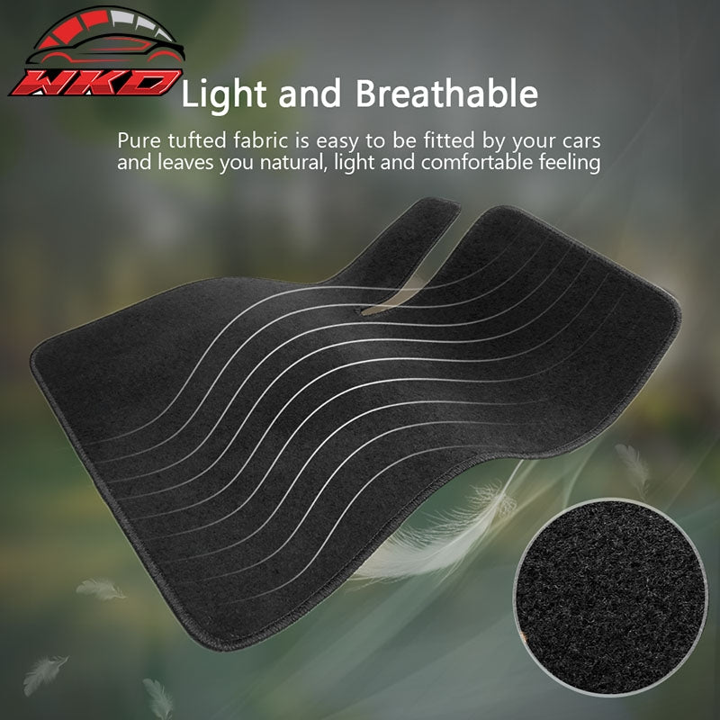 Fits 12-20 Tesla Model S Black Nylon Floor Mats Front and Second Row