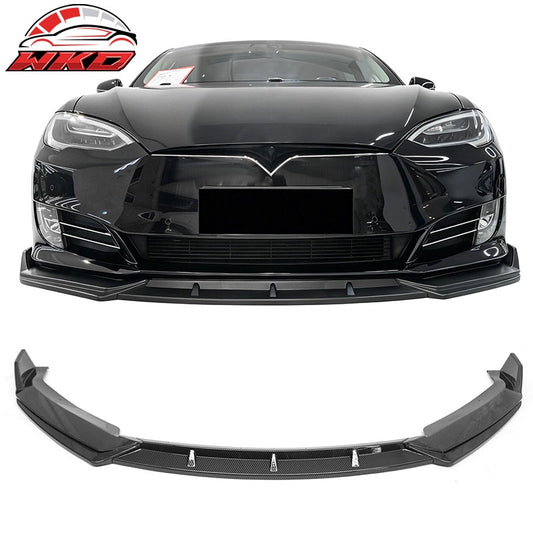 Wholesale For 16-21 Tesla Model S Front Bumper Lip Splitter Splitter PP Carbon Fiber Print - Wikond Auto