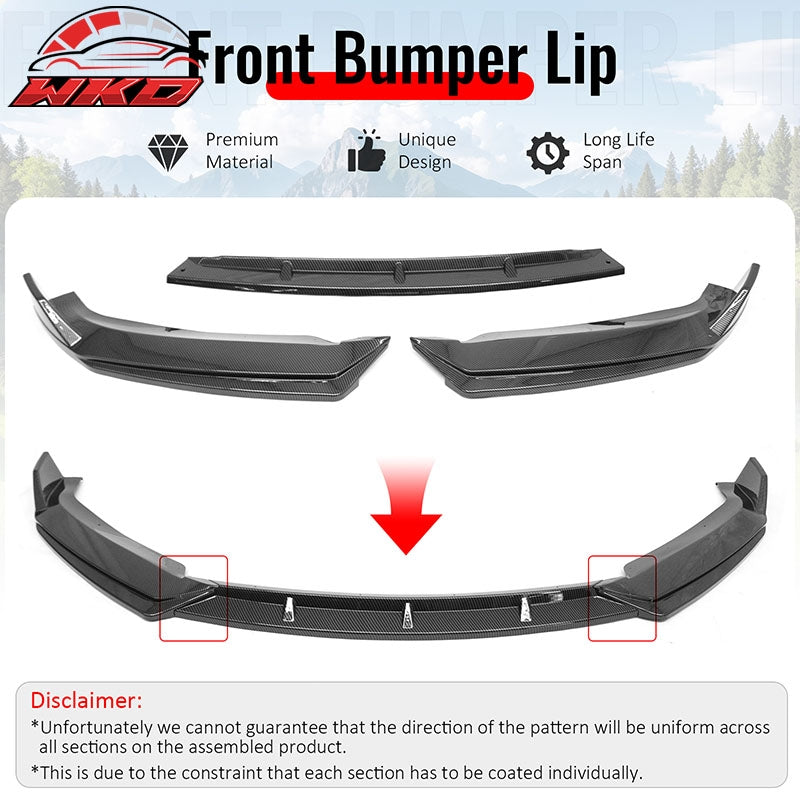 For 16-21 Tesla Model S Front Bumper Lip Splitter Splitter PP Carbon Fiber Print