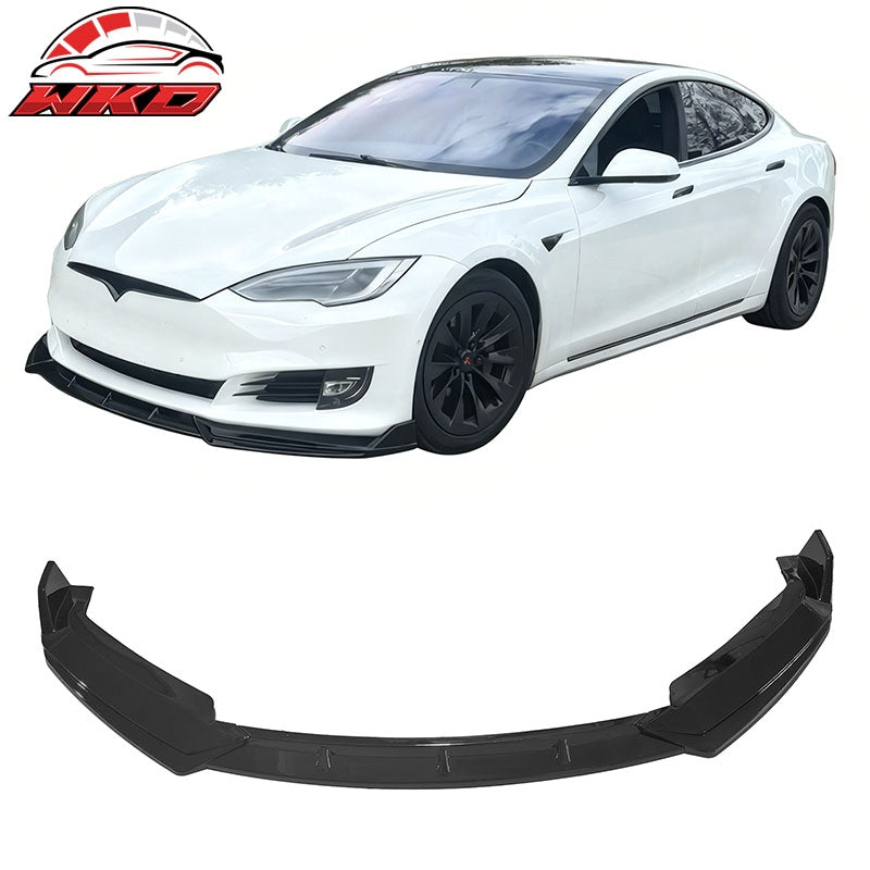 Wholesale 16-21 Tesla Model S Front Bumper Lip Splitter Chin Splitter PP Gloss Black