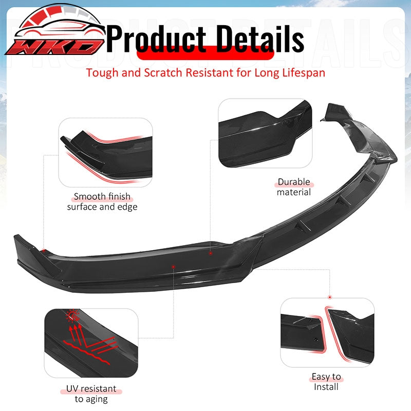 Fits 16-21 Tesla Model S Front Bumper Lip Splitter Chin Splitter PP Gloss Black