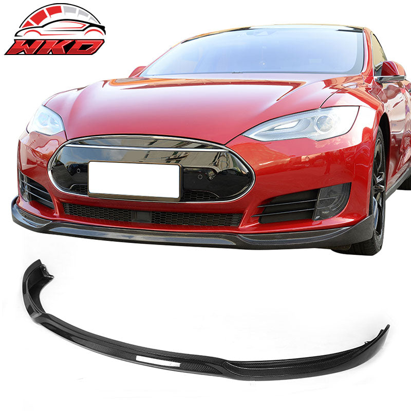 Fits 12-16 Tesla Model S JC Style Front Bumper Lip Spoiler Matte Carbon Fiber
