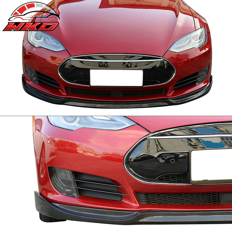 Fits 12-16 Tesla Model S JC Style Front Bumper Lip Spoiler Matte Carbon Fiber