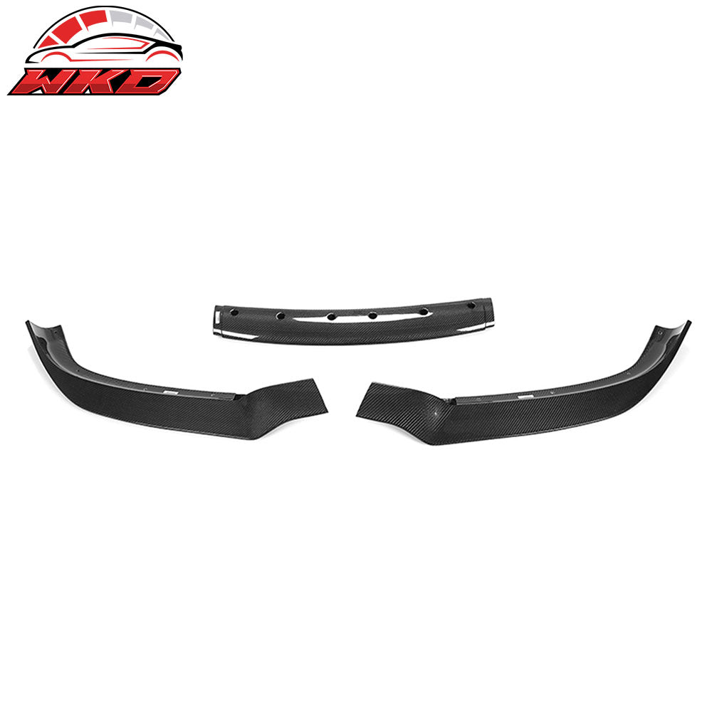 Fits 16-21 Tesla Model S Track Pack Front Bumper Lip Carbon Fiber 3PC Spoiler