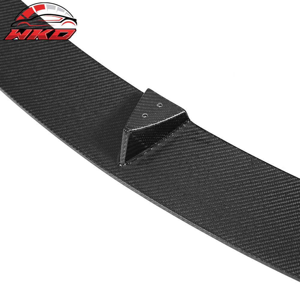 Fit 21-25 Tesla Model S V Style Gloss Black Carbon Fiber CF Front Bumper Lip 3PC