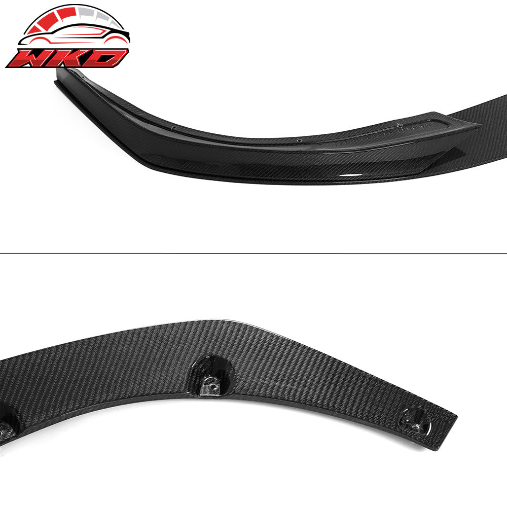 Fit 21-25 Tesla Model S V Style Gloss Black Carbon Fiber CF Front Bumper Lip 3PC