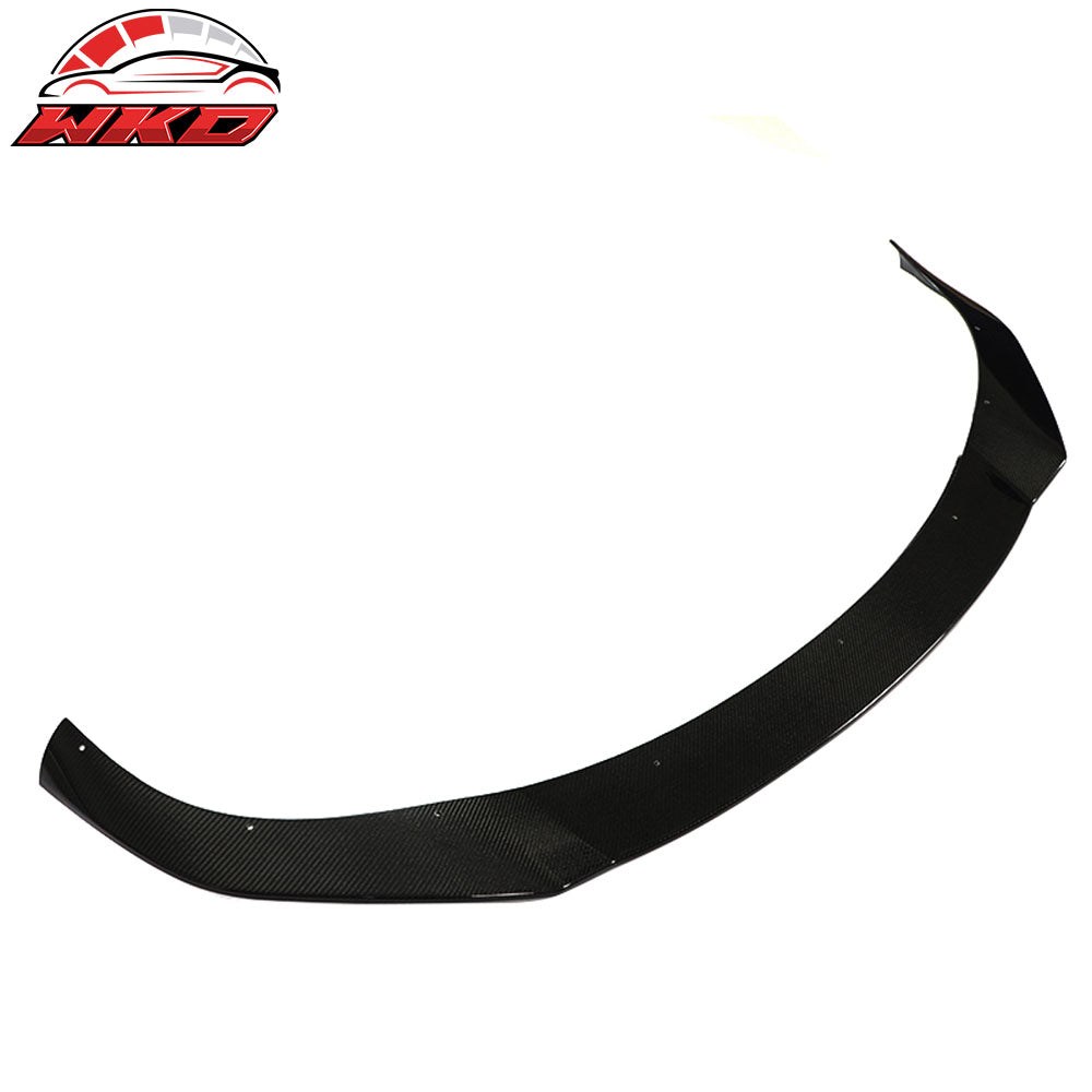 Fits 21-25 Tesla Model S Revozport Carbon Fiber Front Bumper Spoiler Gloss Black