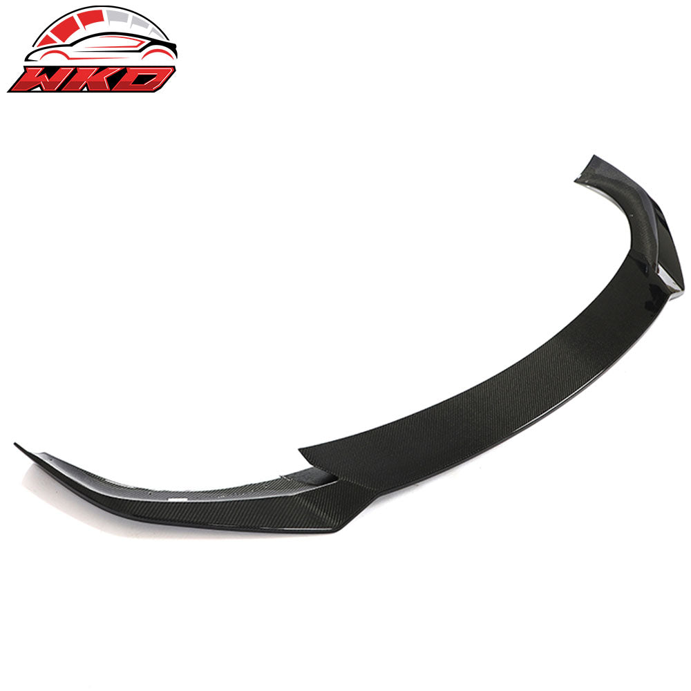 Fits 21-25 Tesla Model S Revozport Carbon Fiber Front Bumper Spoiler Gloss Black