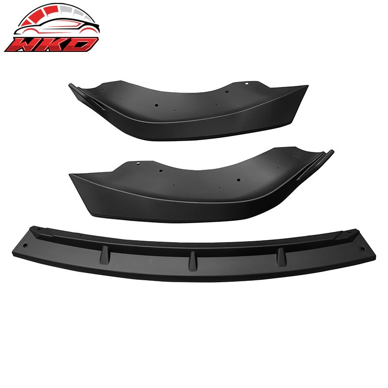 Fits 21-26 Tesla Model S IK Style Matte Black Front Bumper Lip Spoiler PP 3PCS