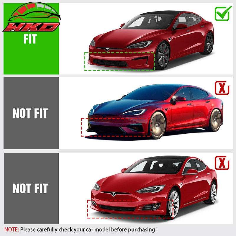 Fits 21-26 Tesla Model S IKON Style Carbon Fiber Print Front Bumper Lip PP 3PCS