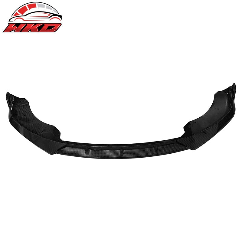 Fits 21-26 Tesla Model S IKON Style Carbon Fiber Print Front Bumper Lip PP 3PCS