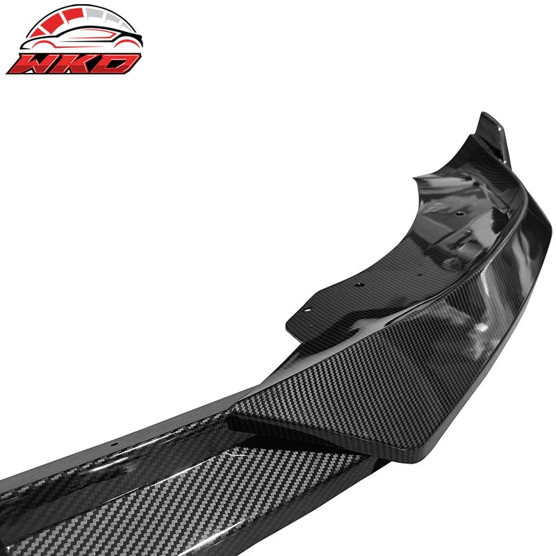Fits 21-26 Tesla Model S IKON Style Carbon Fiber Print Front Bumper Lip PP 3PCS