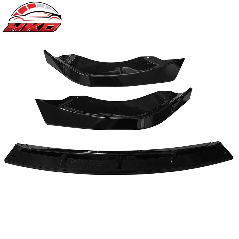 Fits 21-26 Tesla Model S IKON Style Gloss Black Front Bumper Lip Spoiler PP 3PCS