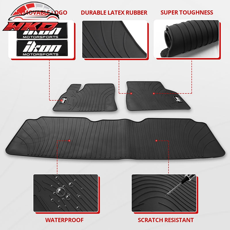 Fits 12-20 Tesla Model S Latex Car Floor Mats Liner All Weather Carpet Black 3PC