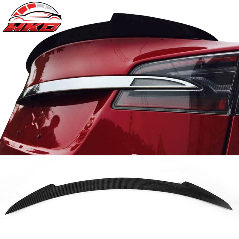 Fits 12-23 Tesla Model S JC Style Trunk Spoiler Wing - Matte Carbon Fiber