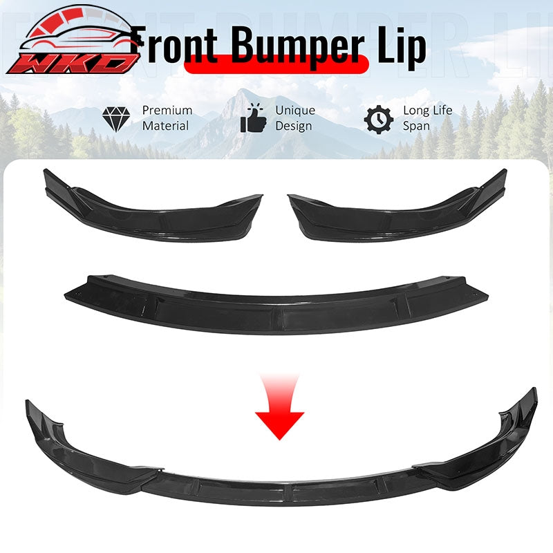Fits 16-21 Tesla Model X Front Bumper Lip Splitter Chin Splitter PP Gloss Black