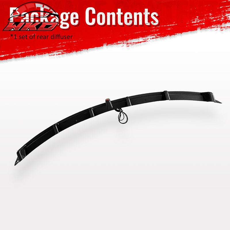 For 16-21 Tesla Model X LED Rear Bumper Diffuser Lip W/ 6-Fin Carbon Fiber Print