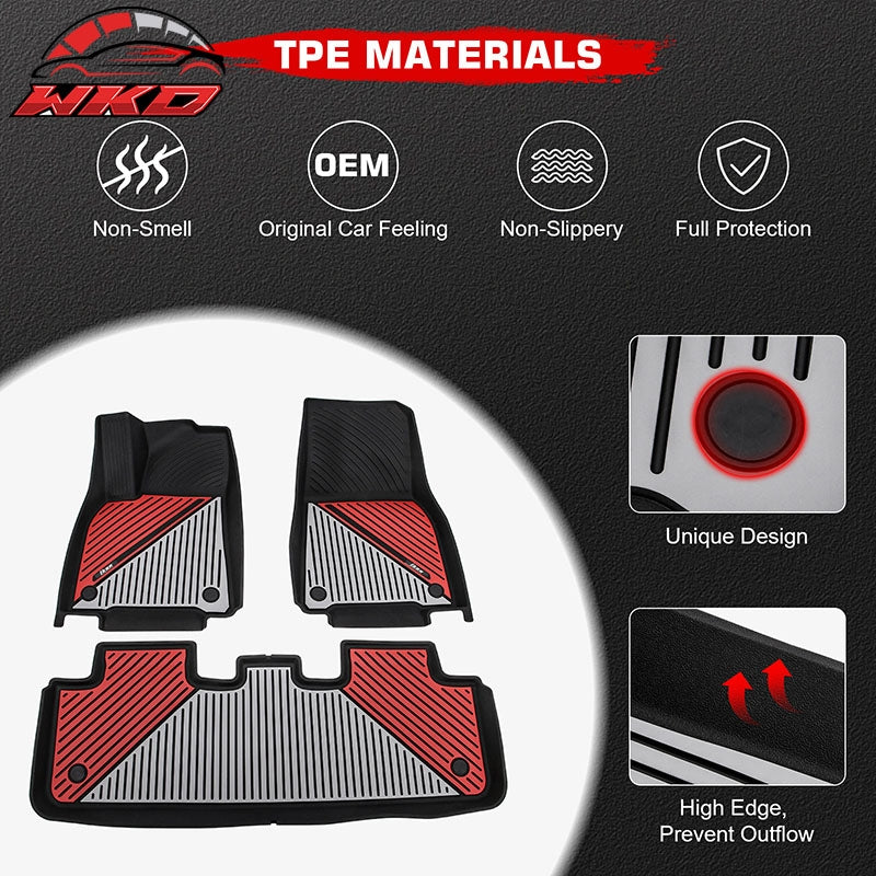 Fits 20-25 Tesla Model Y Floor Mats Carpet All Season Liners Black Gray Red TPE