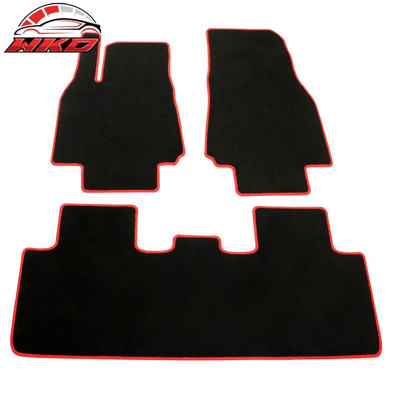 Wholesale 20-25 Tesla Model Y Floor Mats Carpet Front Rear Nylon Black W/ Red Border