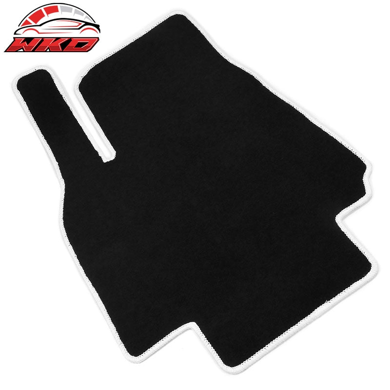 For 20-25 Tesla Model Y Floor Mats Carpet Front Rear Nylon Black W/ White Border