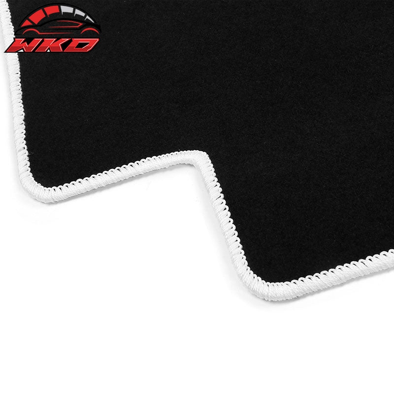 For 20-25 Tesla Model Y Floor Mats Carpet Front Rear Nylon Black W/ White Border