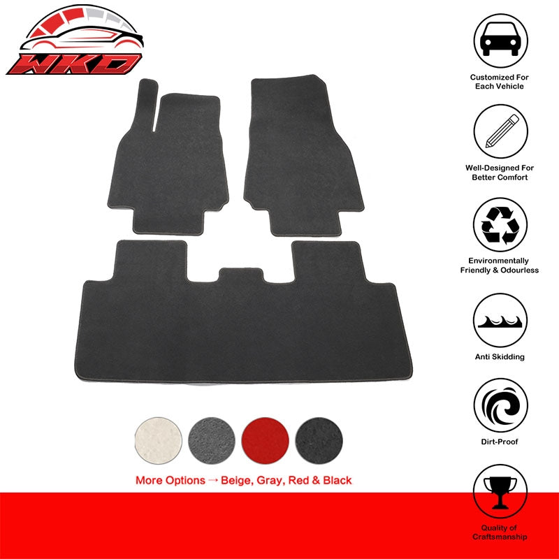 Wholesale 20-25 Tesla Model Y 4-Door Floor Mats Carpet Front & Rear Nylon Gray - 3PCS - Wikond Auto
