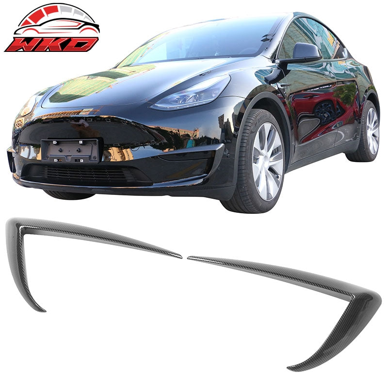 Wholesale 20-24 Tesla Model Y Carbon Fiber Print Fog Light Trim Eyebrows Cover ABS - Wikond Auto