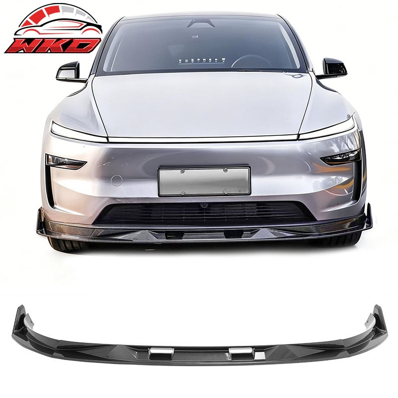 Wholesale 25-26 Tesla Model Y Front Bumper Lip Carbon Fiber Print 3PC ABS V2 Spoiler - Wikond Auto