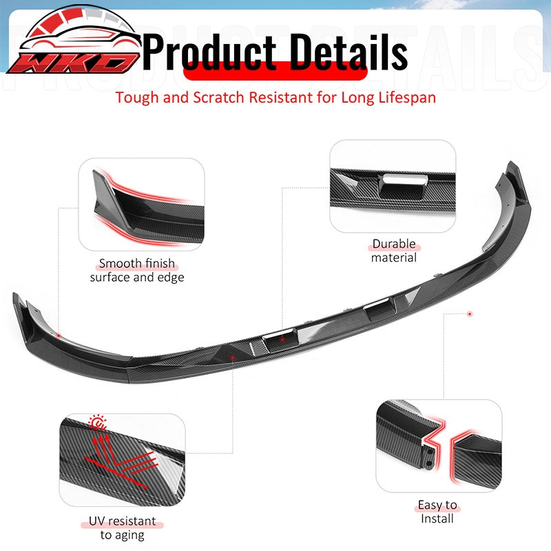 Wholesale 25-26 Tesla Model Y Front Bumper Lip Carbon Fiber Print 3PC ABS V2 Spoiler - Wikond Auto