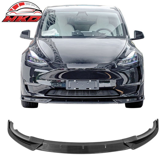 Wholesale 20-25 Tesla Model Y Front Bumper Lip Spoiler Carbon Fiber Print PP 3PC