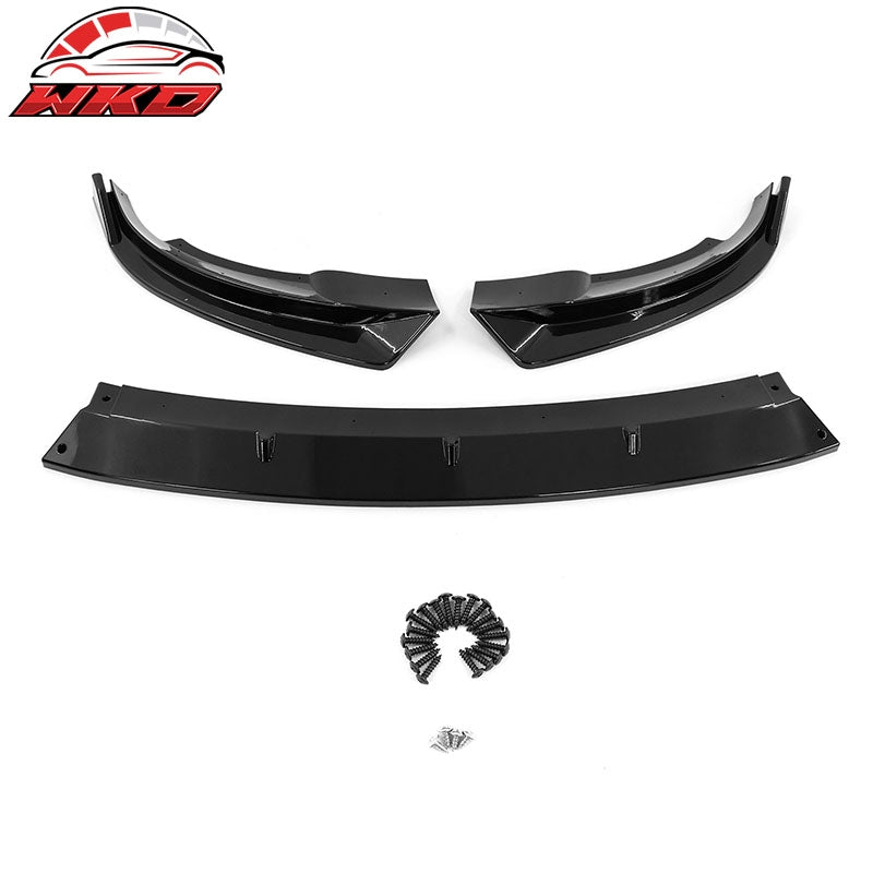 Fits 20-25 Tesla Model Y Gloss Black Front Bumper Lip Spoiler IKON Style PP 3PCS