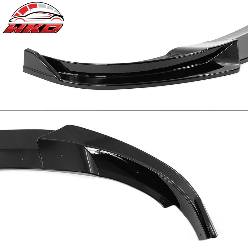 Fits 20-25 Tesla Model Y Gloss Black Front Bumper Lip Spoiler IKON Style PP 3PCS