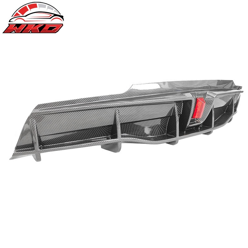 Wholesale 20-25 Tesla Model Y IKON Carbon Fiber Print Rear Bumper Lip Diffuser W/ LED