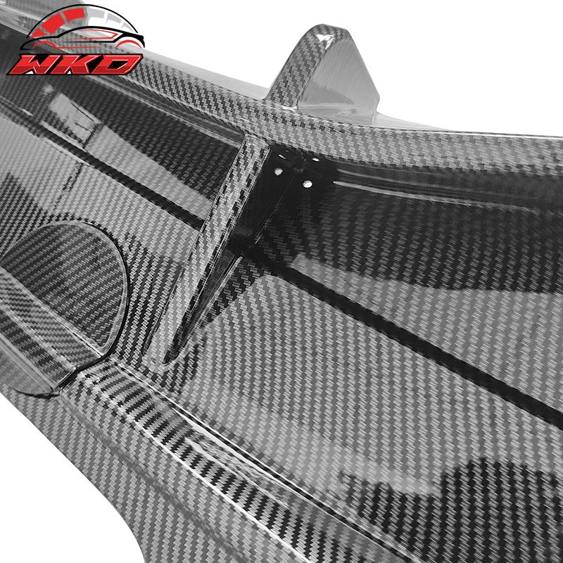 Fits 20-25 Tesla Model Y IKON Carbon Fiber Print Rear Bumper Lip Diffuser W/ LED