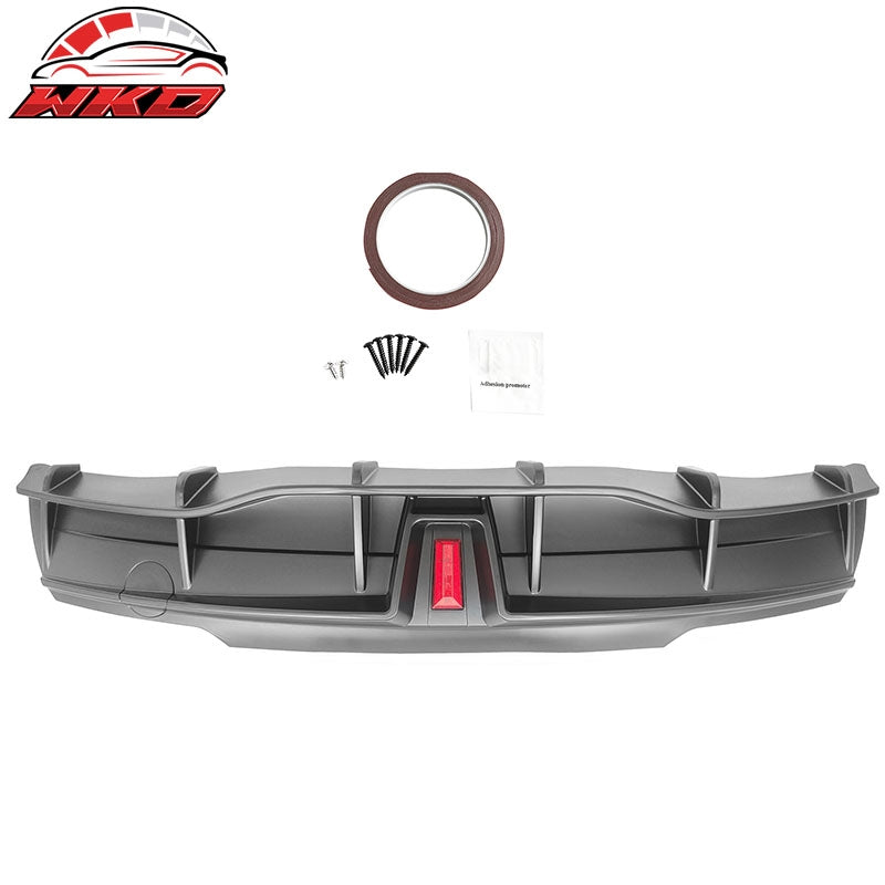 Fits 20-25 Tesla Model Y IKON Style Matte Black Rear Bumper Lip Diffuser W/ LED