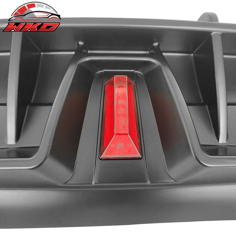 Fits 20-25 Tesla Model Y IKON Style Matte Black Rear Bumper Lip Diffuser W/ LED
