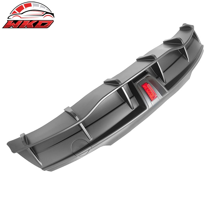 Fits 20-25 Tesla Model Y IKON Style Matte Black Rear Bumper Lip Diffuser W/ LED
