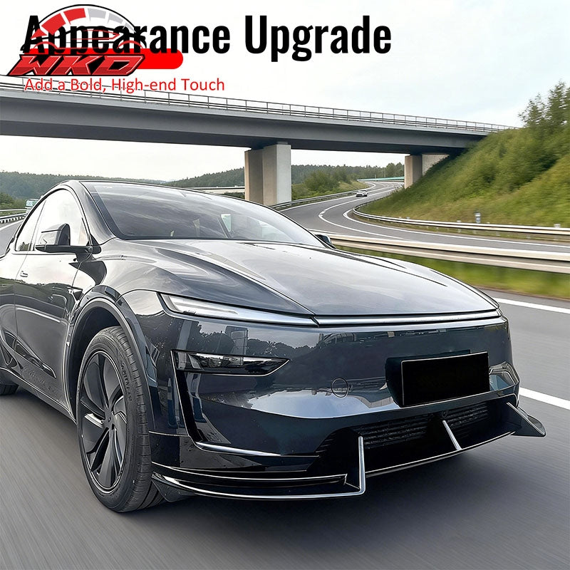 Fits 2026 Tesla Model Y Juniper Premium IKON Front Bumper Lip Gloss Black 3PCS