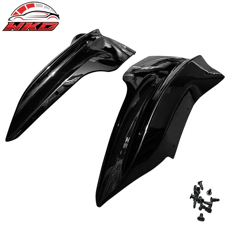 Fits 20-25 Tesla Model Y PP Front Bumper Splitters Corner Winglets - Gloss Black
