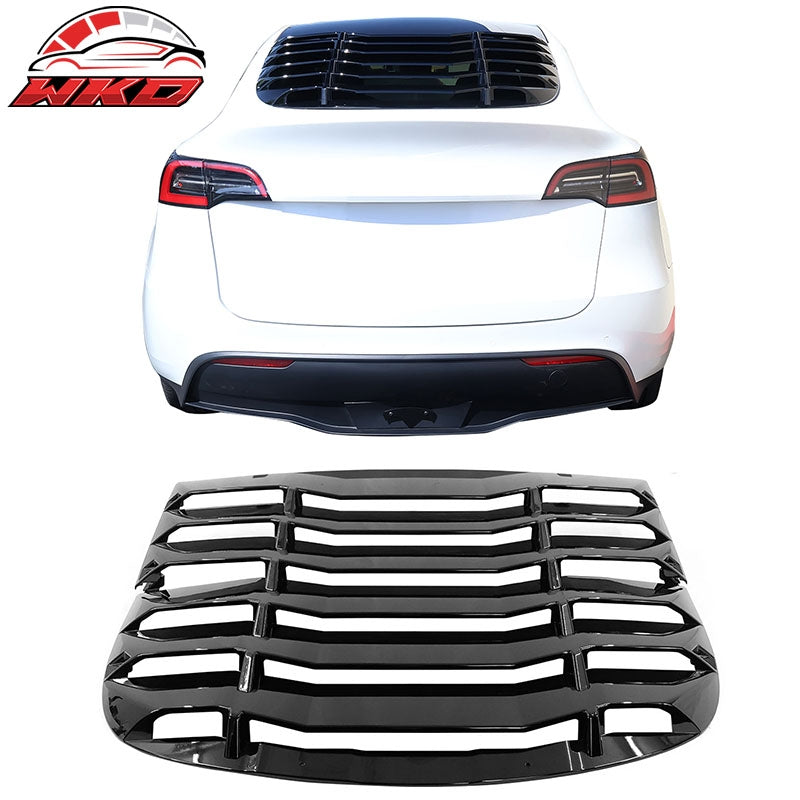 Fits 20-24 Tesla Model Y Rear Window Louver Sun Shade Cover Vent Gloss Black 2PC