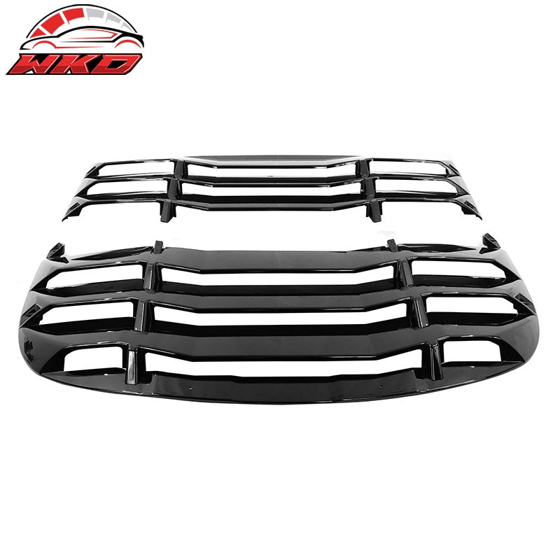 Fits 20-24 Tesla Model Y Rear Window Louver Sun Shade Cover Vent Gloss Black 2PC