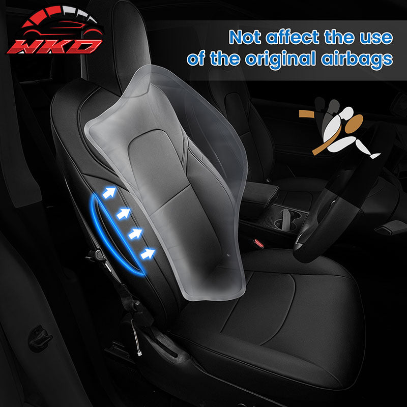 Fits 20-25 Tesla Model Y 5-Passenger Seat Covers Cushion Protector Leather Black